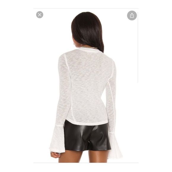 Free People Cecilia Tee Evening Cream XS NWT Bell Sleeves Sheer Fitted Crew - Picture 5 of 15